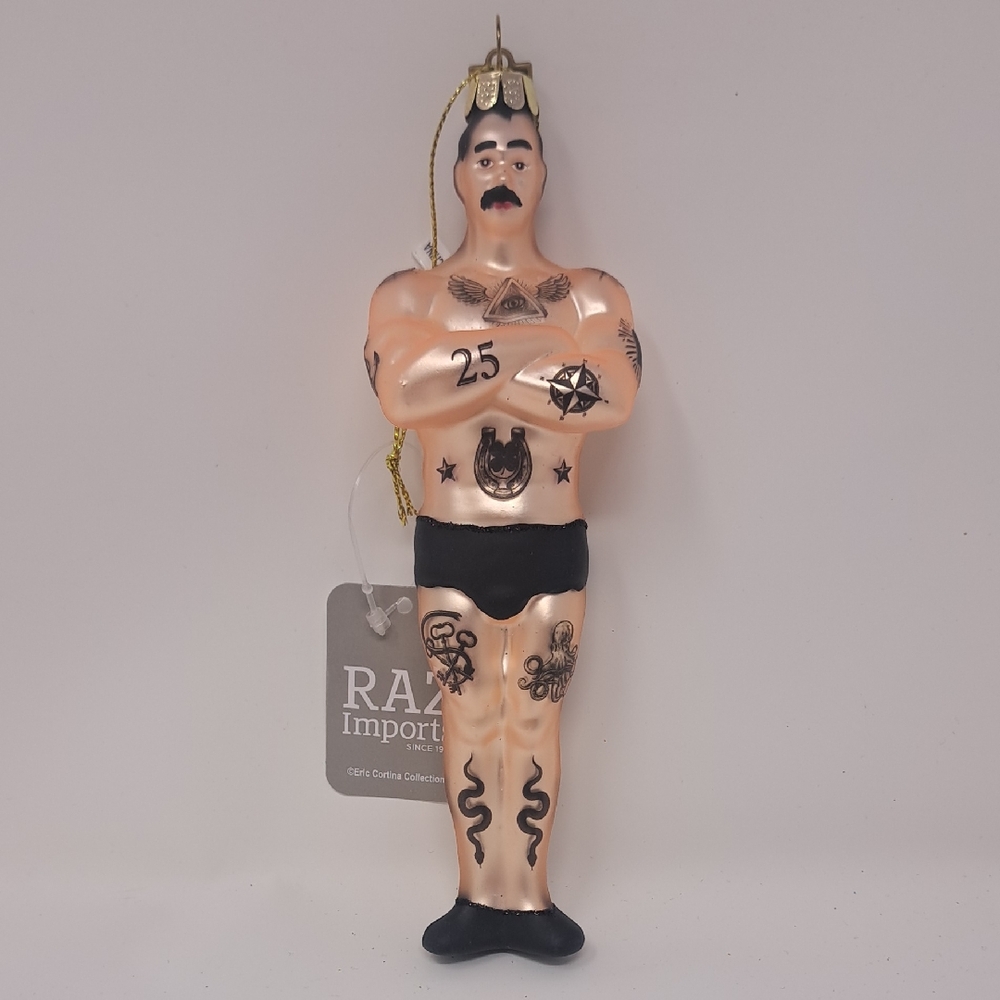 RAZ Imports‎ Tattooed Strongman Ornament